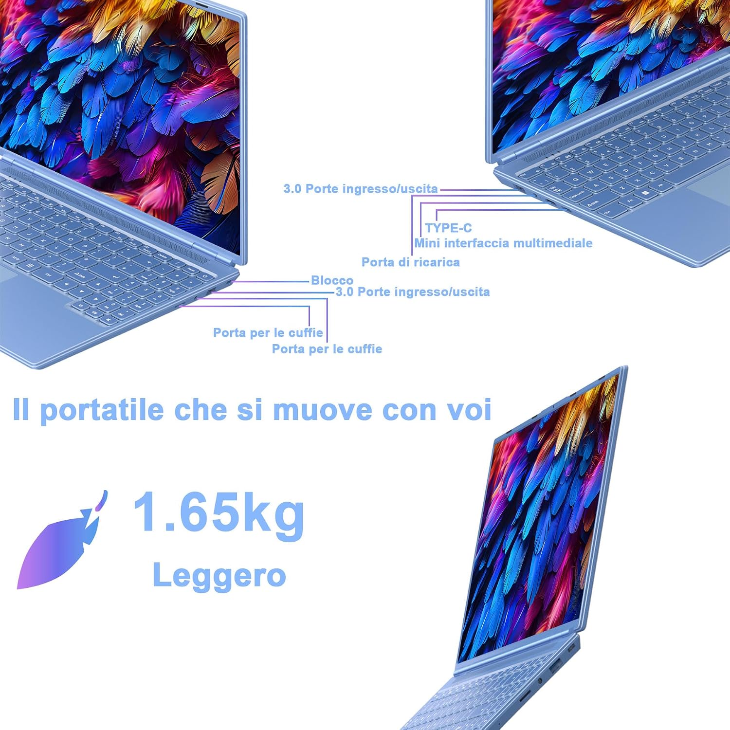 Thumbnail 6 de NOTODD PC Portatile Win11 - 16'', 12GB RAM, 512GB SSD espandibile fino a 1TB, Celeron N5095, schermo 2K/Full HD