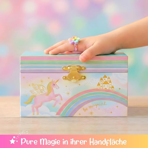 Detalle de Giggle & Honey Schmuckkästchen Mädchen Musik Box & Einhorn – Magische Einhorn-Spieluhr mit Schmuckkasten