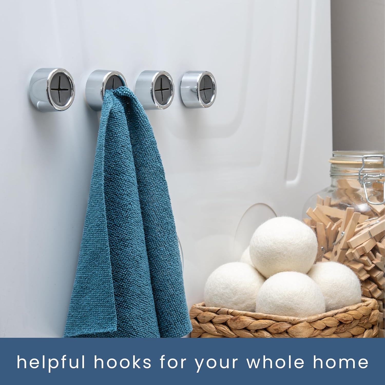 Thumbnail 3 de S&T INC Round Adhesive Push Towel Hooks (Grey) — 4-Pack for Kitchen, Hand, and Dish Towels