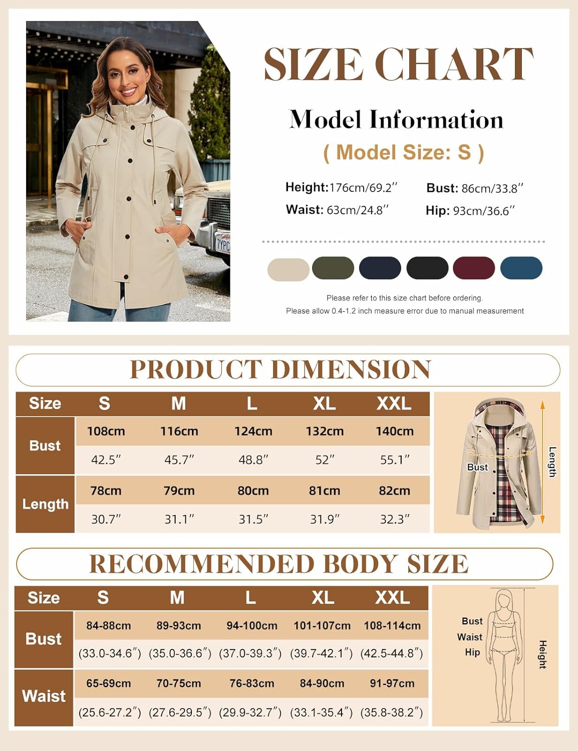 Thumbnail 5 de UMIPUBO women’s waterproof long raincoat jacket with hood and pockets