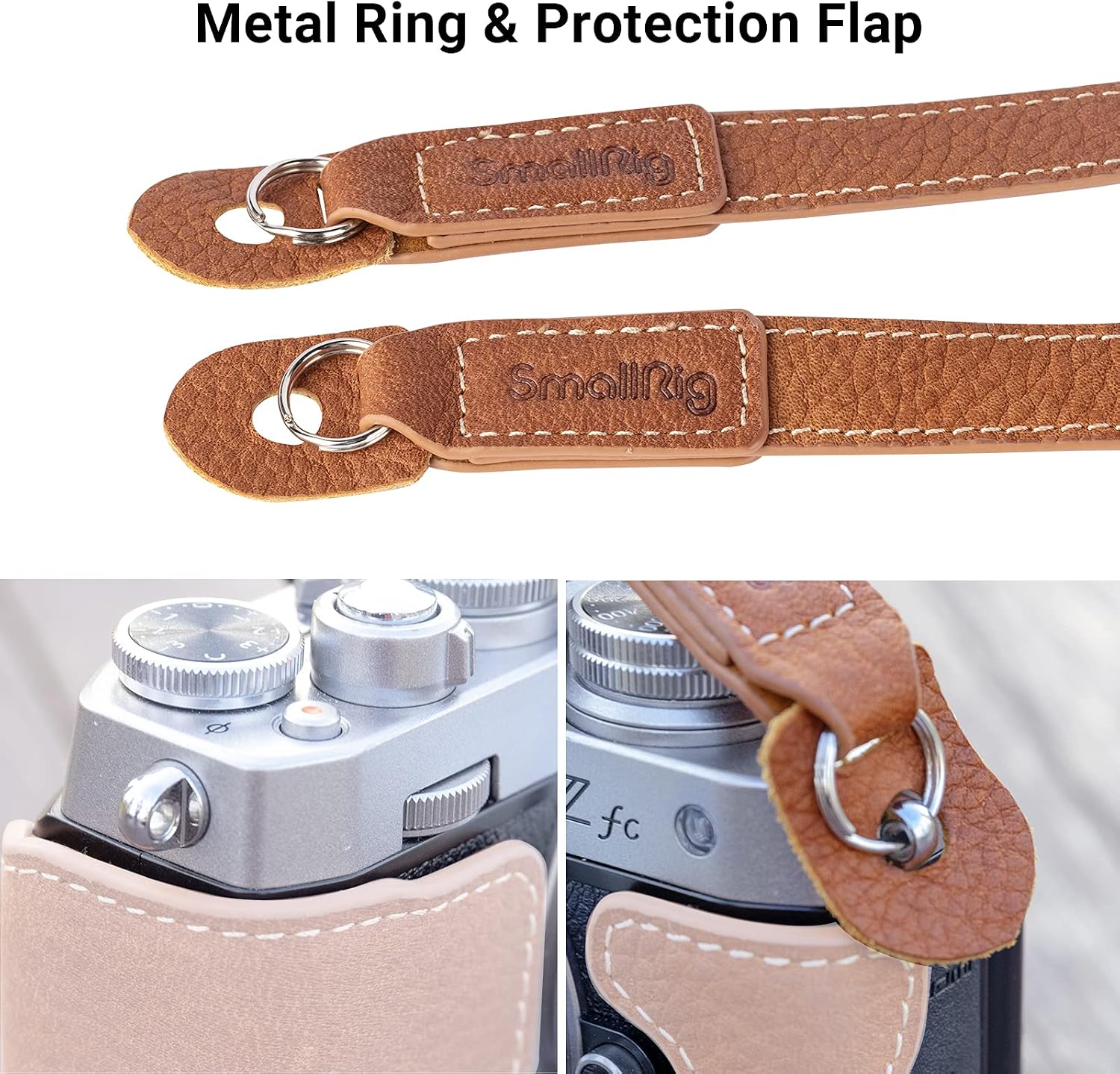 Detalle de SMALLRIG Sangle pour appareil photo en cuir véritable 3485 (bandoulière vintage marron)