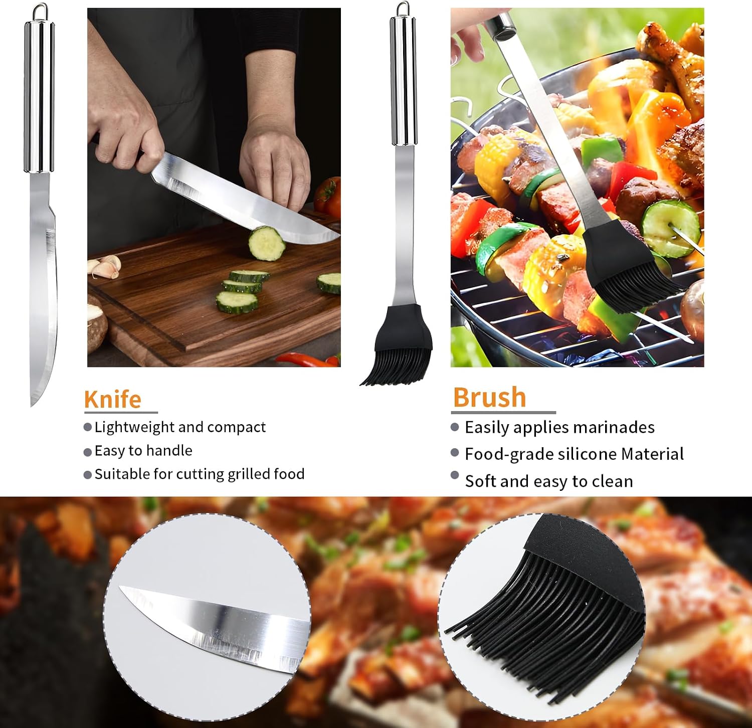 Detalle 2 de MUYFIO JLT-SS11 BBQ Tool Set, 11-Piece Stainless Steel Kit with Carrying Bag