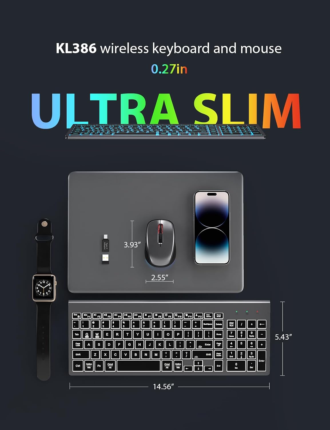 Thumbnail 6 de SABLUTE Wireless Keyboard and Mouse Combo, Rechargeable