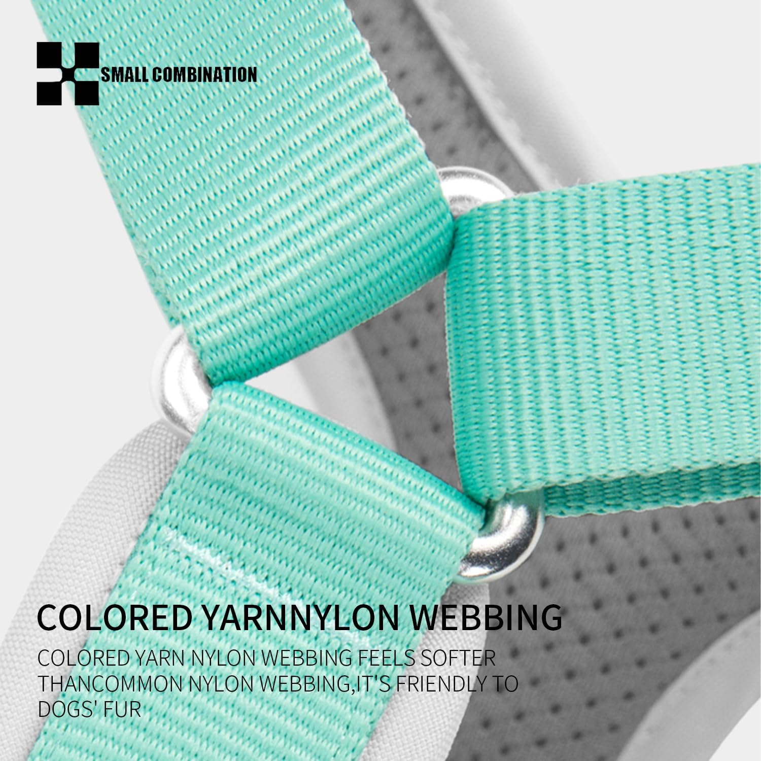 Detalle de Small Combination Small Combination dog harness (no-pull) – adjustable vest with durable handle in aqua green (XS)