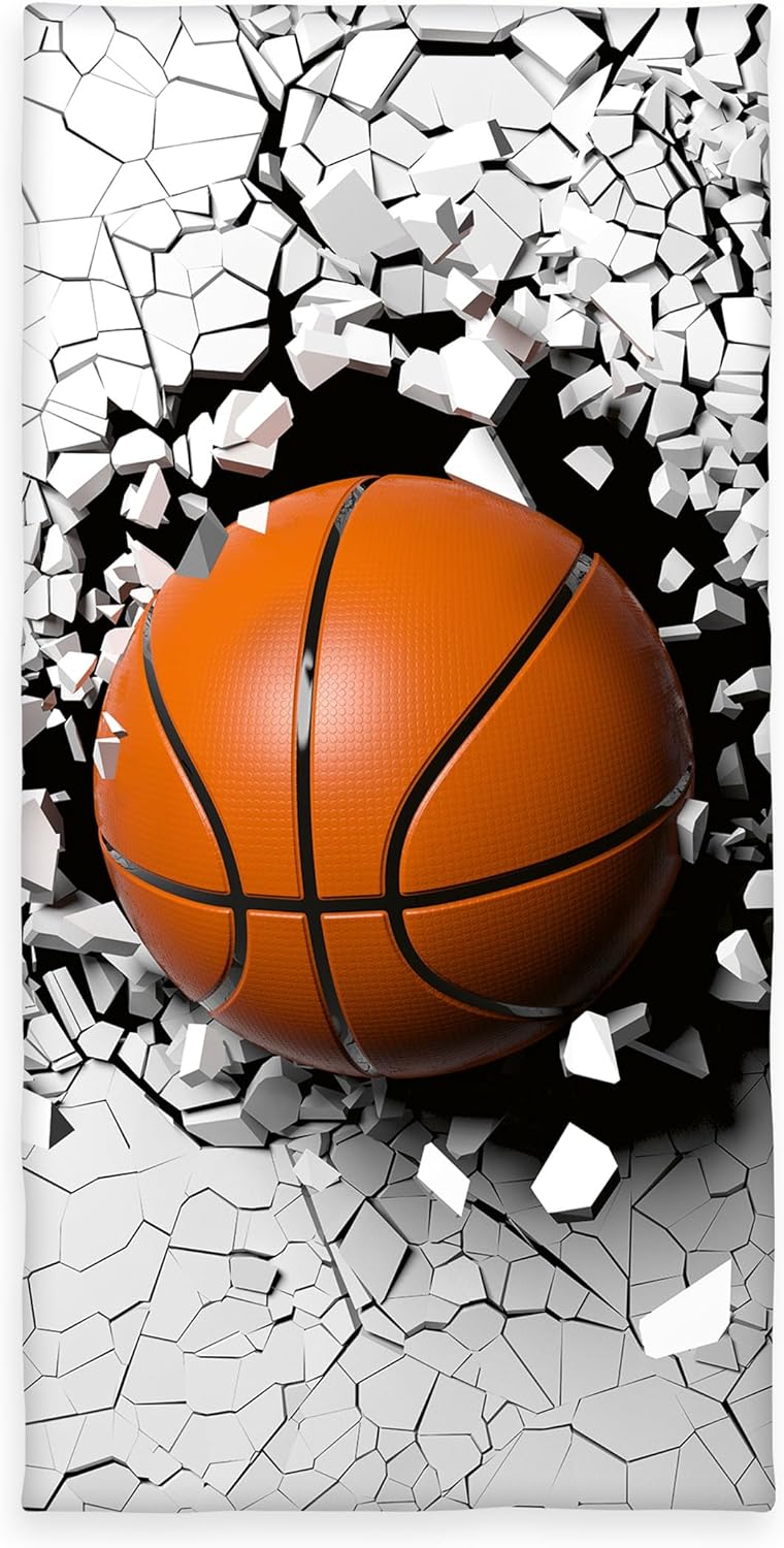 Herding Serviette de Bain Young Collection – Effet 3D Basket-Ball, 75 x 150 cm, 100% Coton/Velours