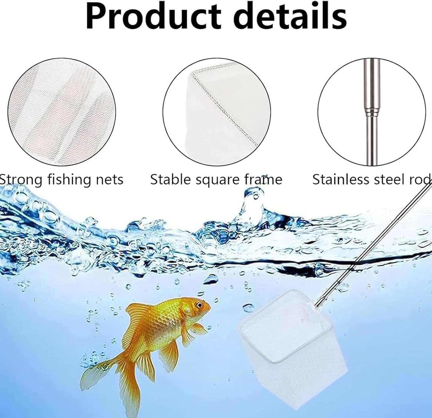 Detalle de 2 Pcs Aquarium Fine Mesh Nets with Extendable Handle for Fish and Shrimp Care