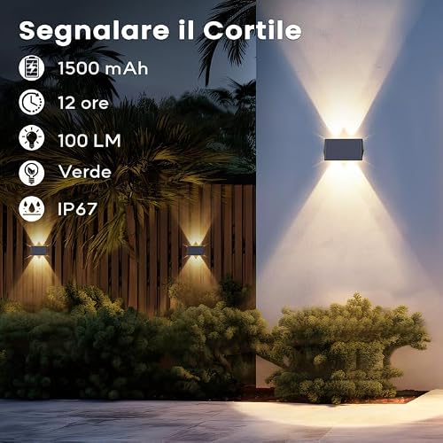 Detalle de IIRARA Lampada Solare da Esterno 4P - Illuminazione Bianco Caldo, IP67, 100LM