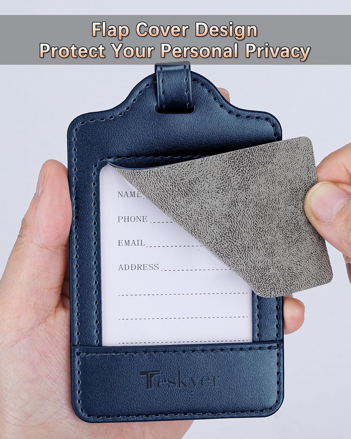 Detalle de Teskyer 3 Pack PU Leather Luggage Tags with Name ID Card