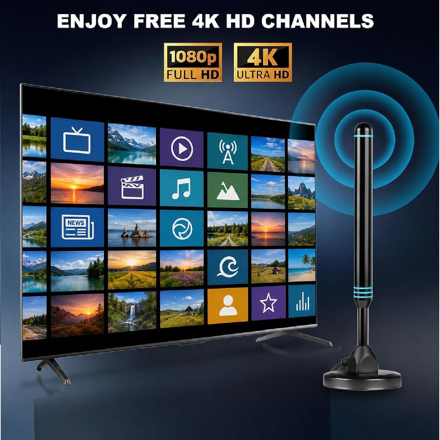 Detalle de TV Antenna Indoor for Local Channels — Long-Range, 4K/1080p HD Indoor Digital Antenna