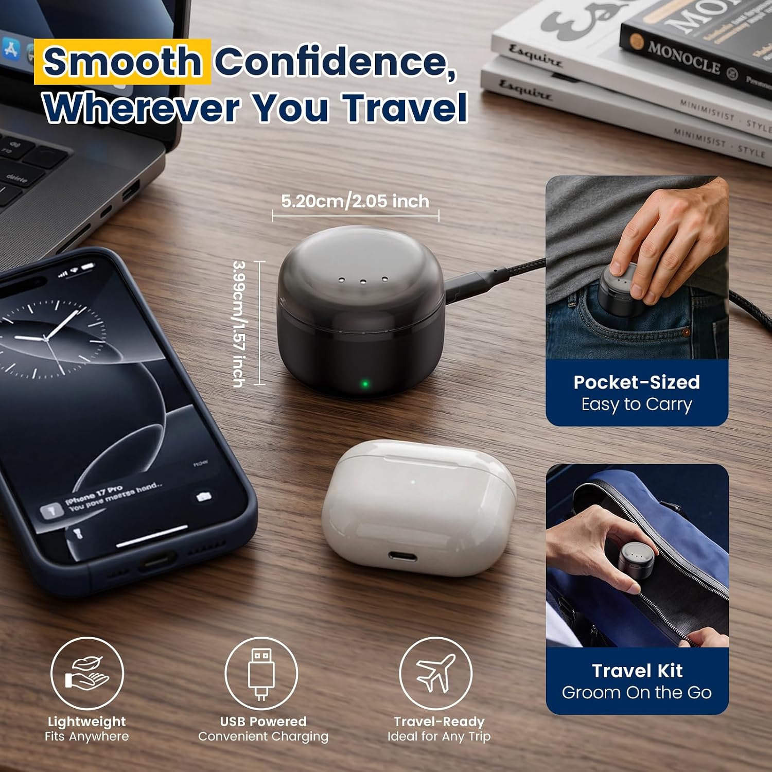Detalle 1 de IFANZETECH Nose and Ear Waxing Kit with USB Heating and Temperature Control