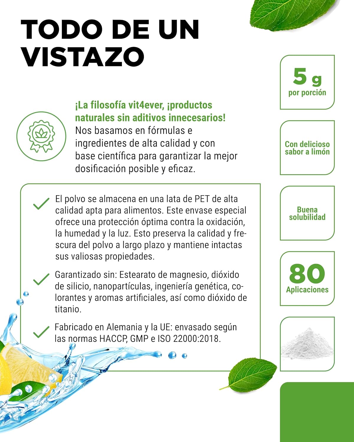 Thumbnail 3 de Electrolitos 400 g - 80 raciones 💧 Limón Vegano