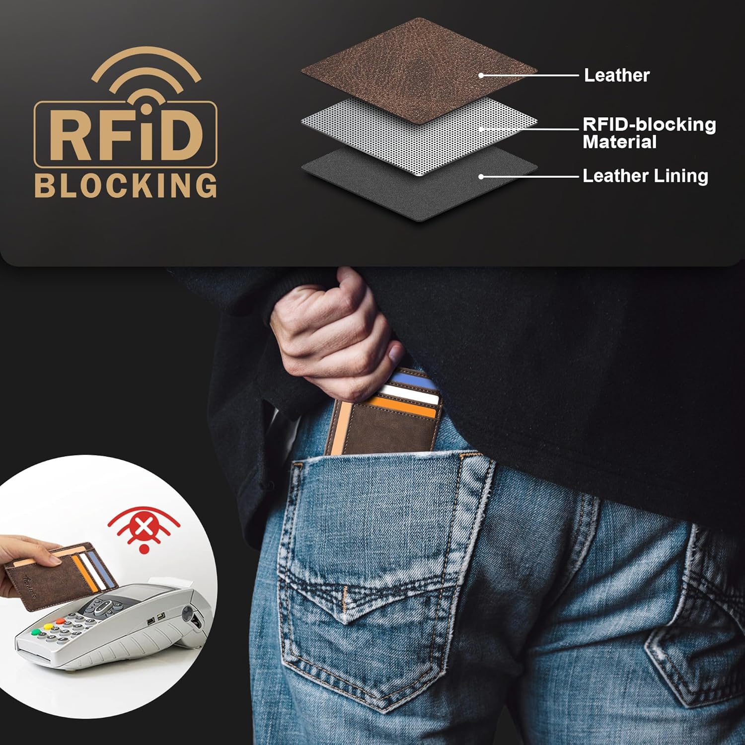 Thumbnail 5 de Travelambo Slim Wallet RFID Blocking Medium Wallet 👛