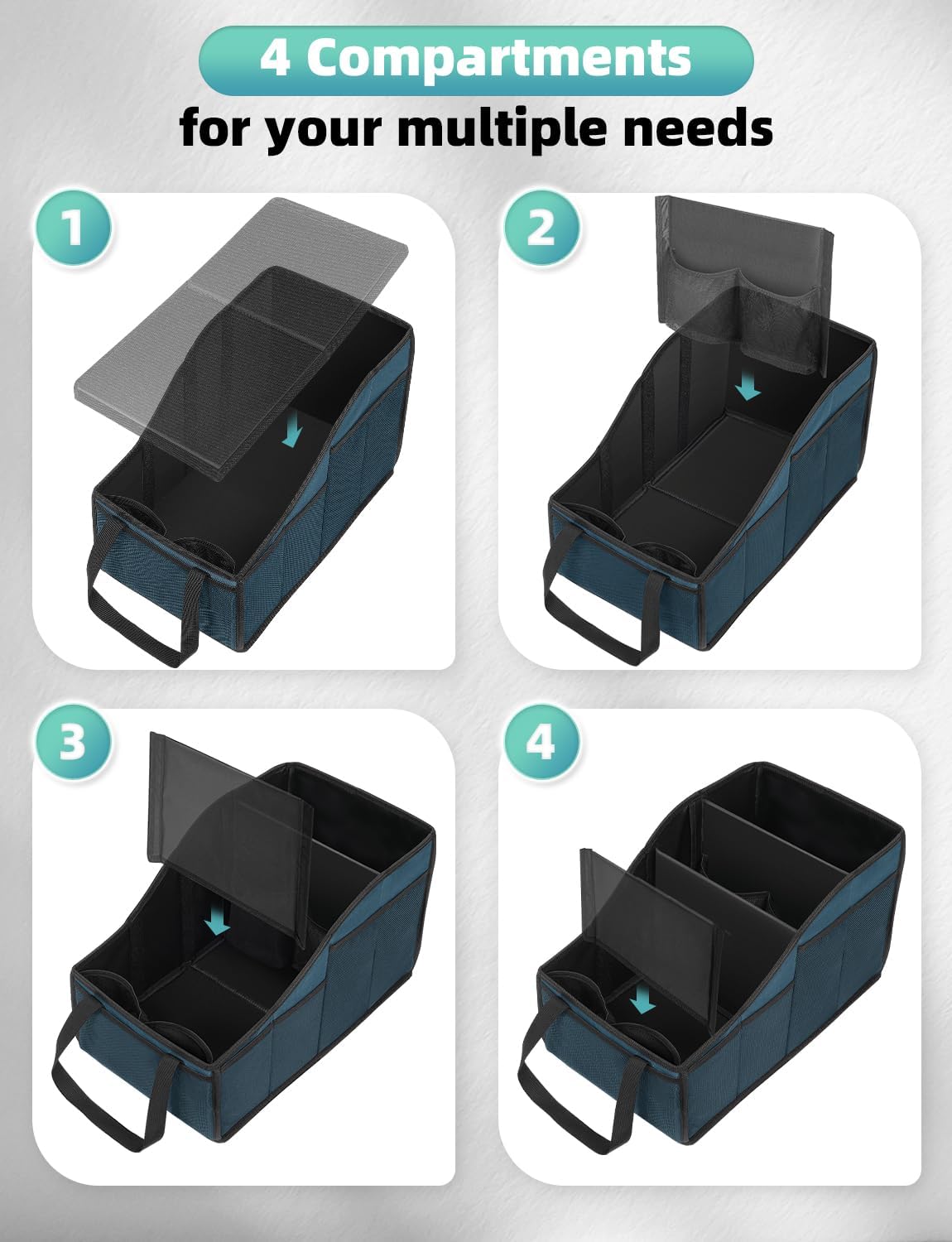 Thumbnail 5 de YOHOOLYO Car Seat Organiser: Backseat Organisation with 4 Compartments, 4 Cup Holders and 7 Mesh Pockets