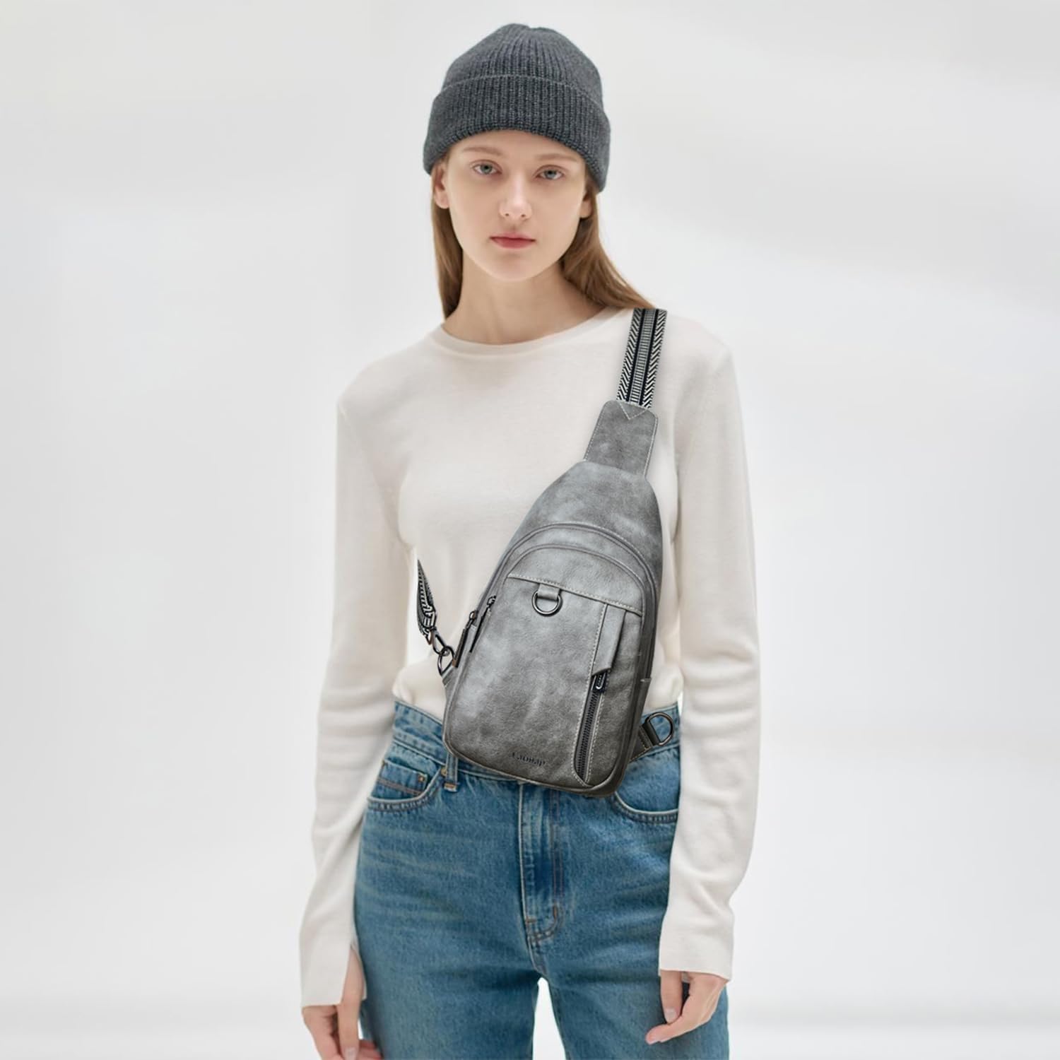 Thumbnail 2 de LATMAP 7L sling bag for women – grey crossbody chest pack with anti-theft zip