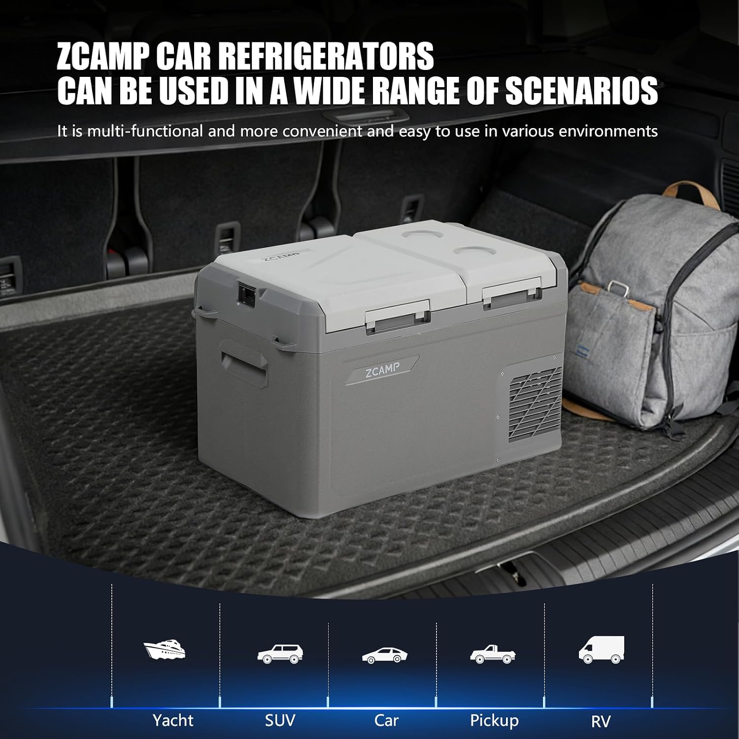 Detalle 2 de zcamp GES35 Portable Freezer, 25QT Dual-Zone 12V Car Refrigerator