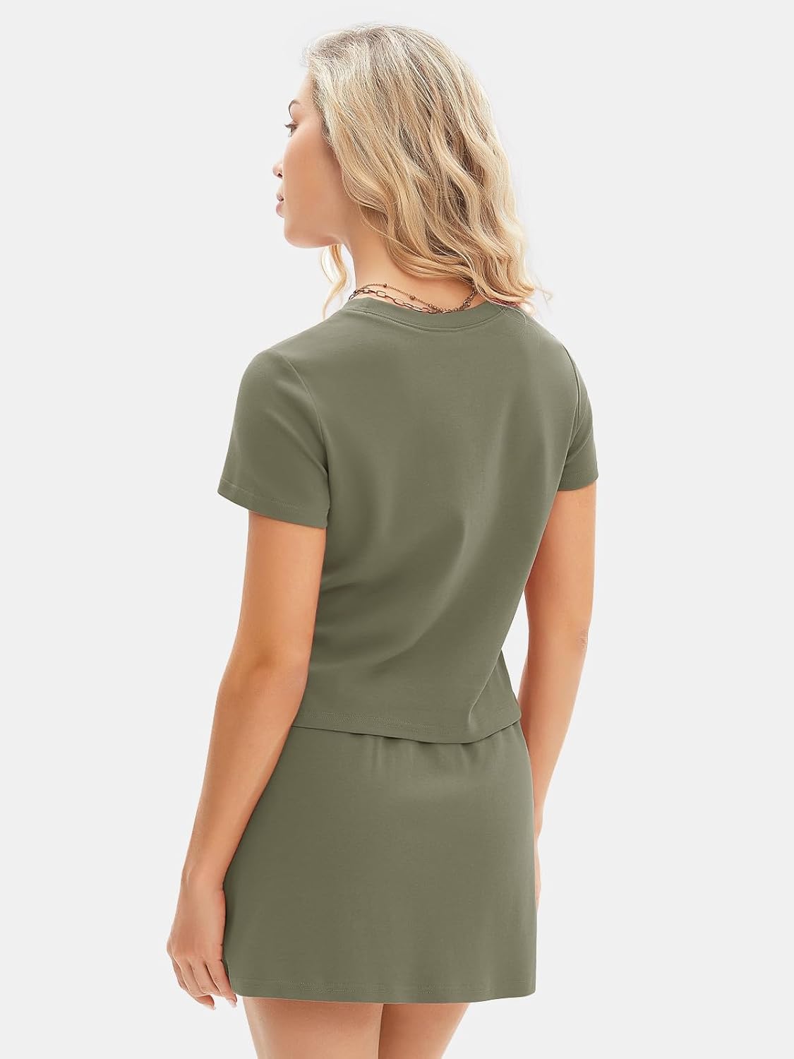 Thumbnail 3 de Exlura Women’s Summer 2-Piece Short Skirt Set (Tennis Skort) with Short-Sleeve T-Shirt