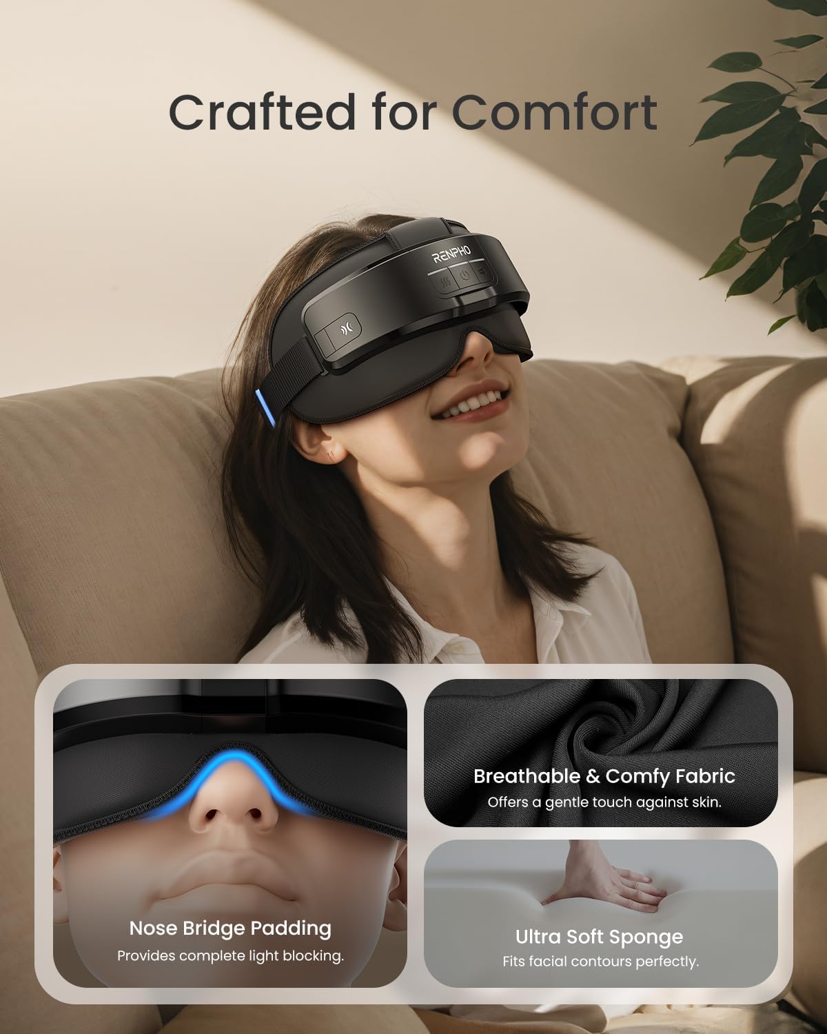 Thumbnail 6 de RENPHO Masseur oculaire chauffant avec chaleur réglable et Bluetooth