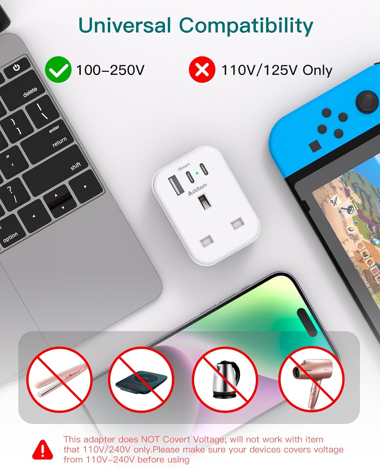 Thumbnail 6 de UK to USA Plug Adaptor with USB Ports 4-in-1