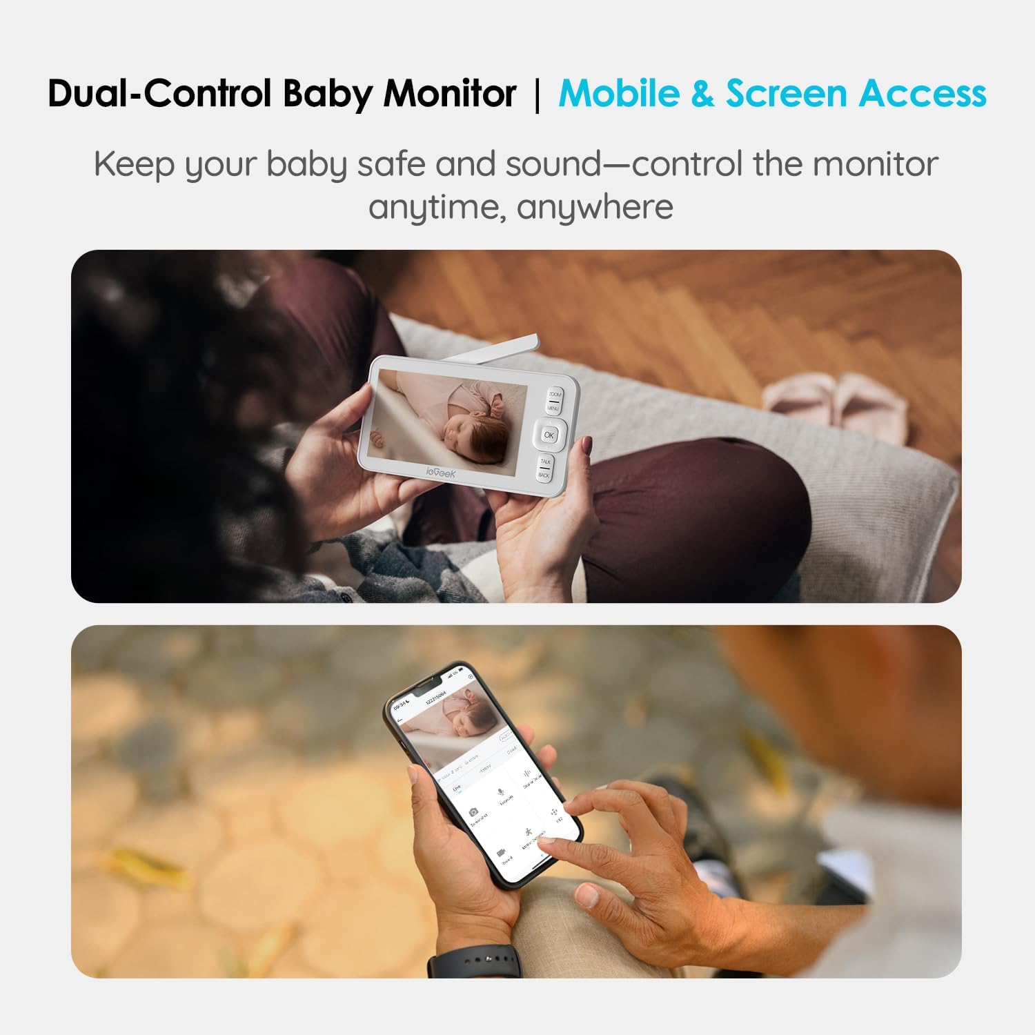 Thumbnail 1 de ieGeek 5-inch Screen Baby Monitor with Camera, Night Vision, PTZ and Two-Way Talk