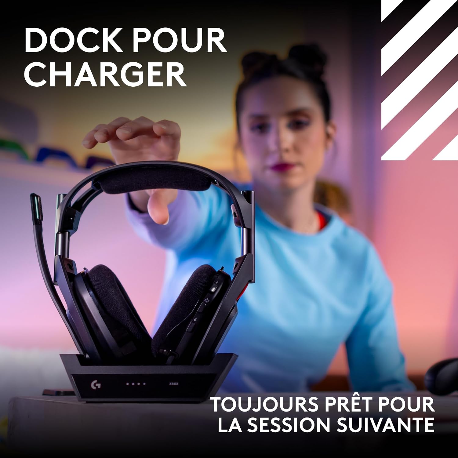 Detalle de Logitech G Astro A50 Lightspeed, Casque Gaming sans Fil + Station – expérience multiplateforme