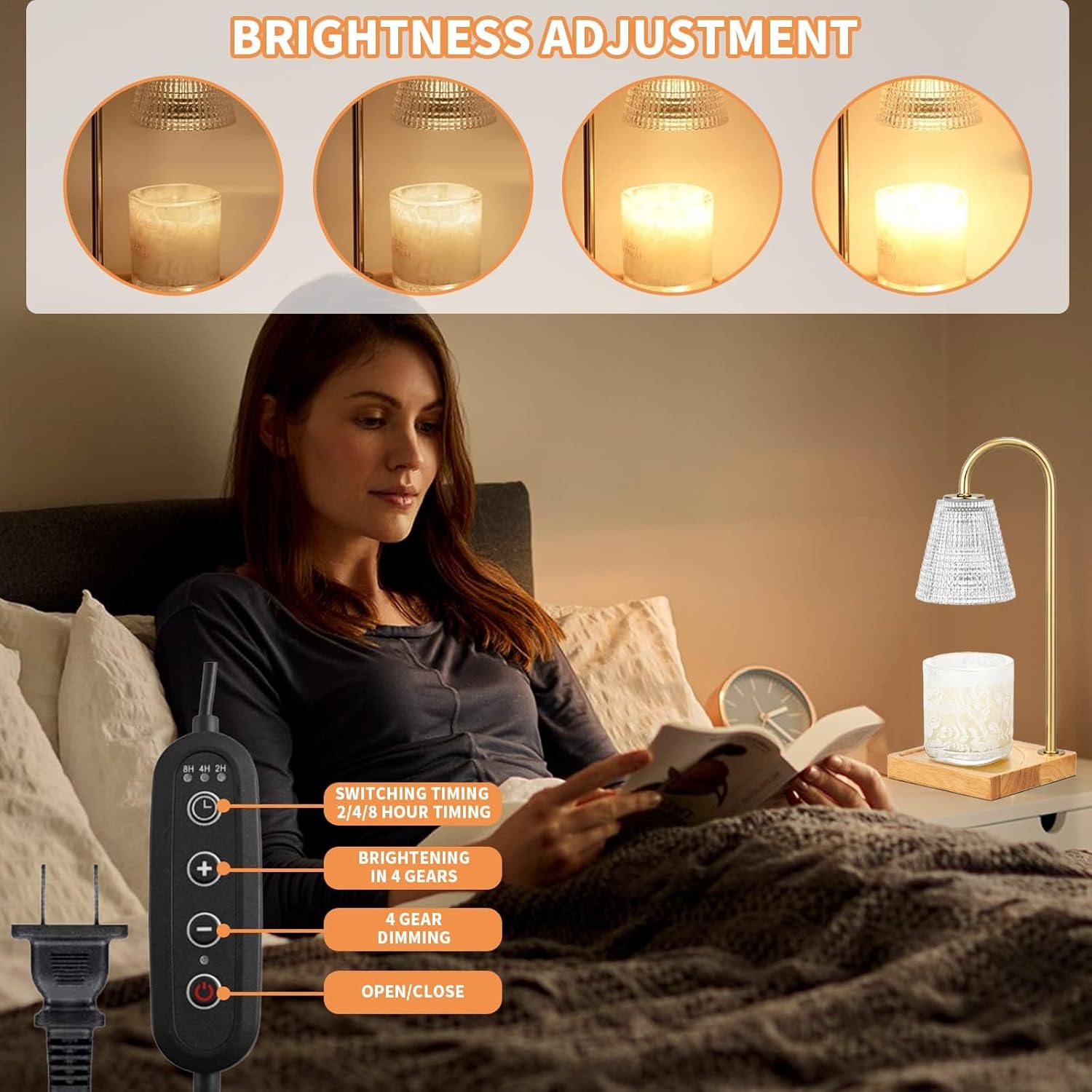 Thumbnail 4 de Candle Warmer Lamp with Timer & Dimmer (2 Bulbs) electric flameless wax melt warmer