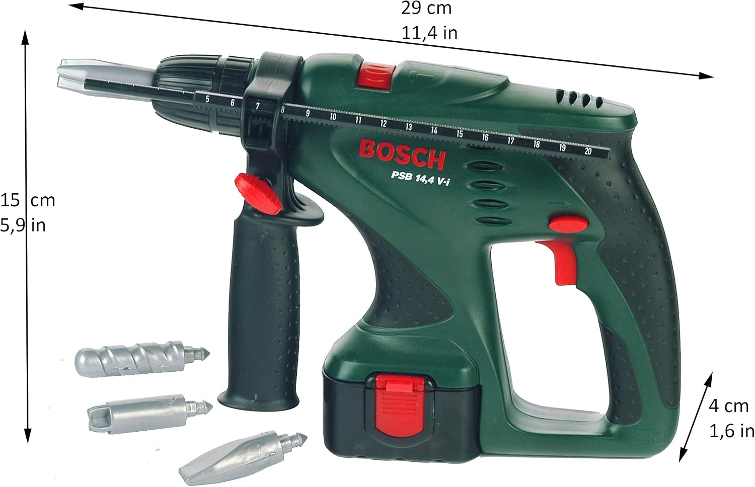 Detalle de Theo Klein 8450 Bosch Schlagbohrmaschine – Spielzeugbohrer mit Rechts- und Linkslauf