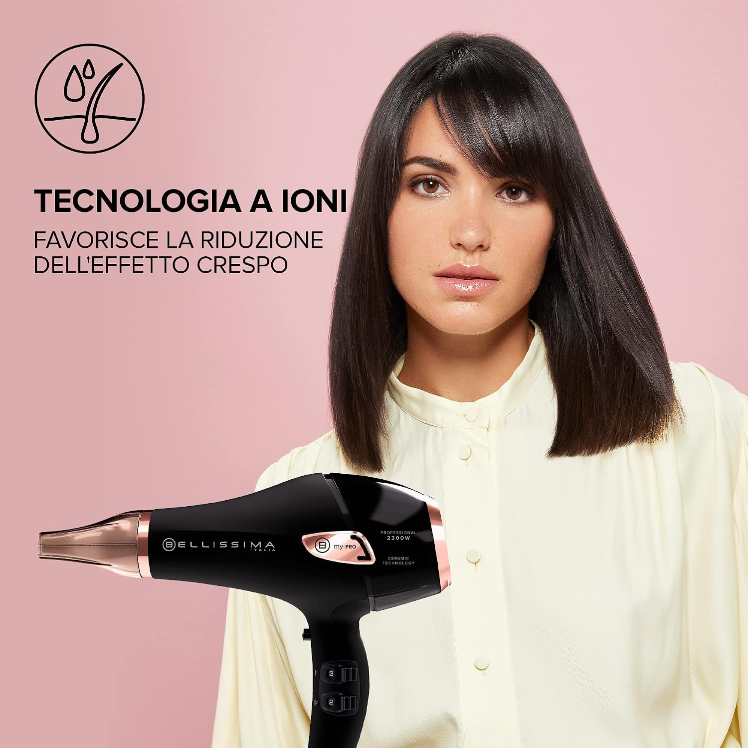Detalle de Bellissima Imetec P5 3800 – Phon professionale ionico 2300W: potenza e stile per capelli protetti