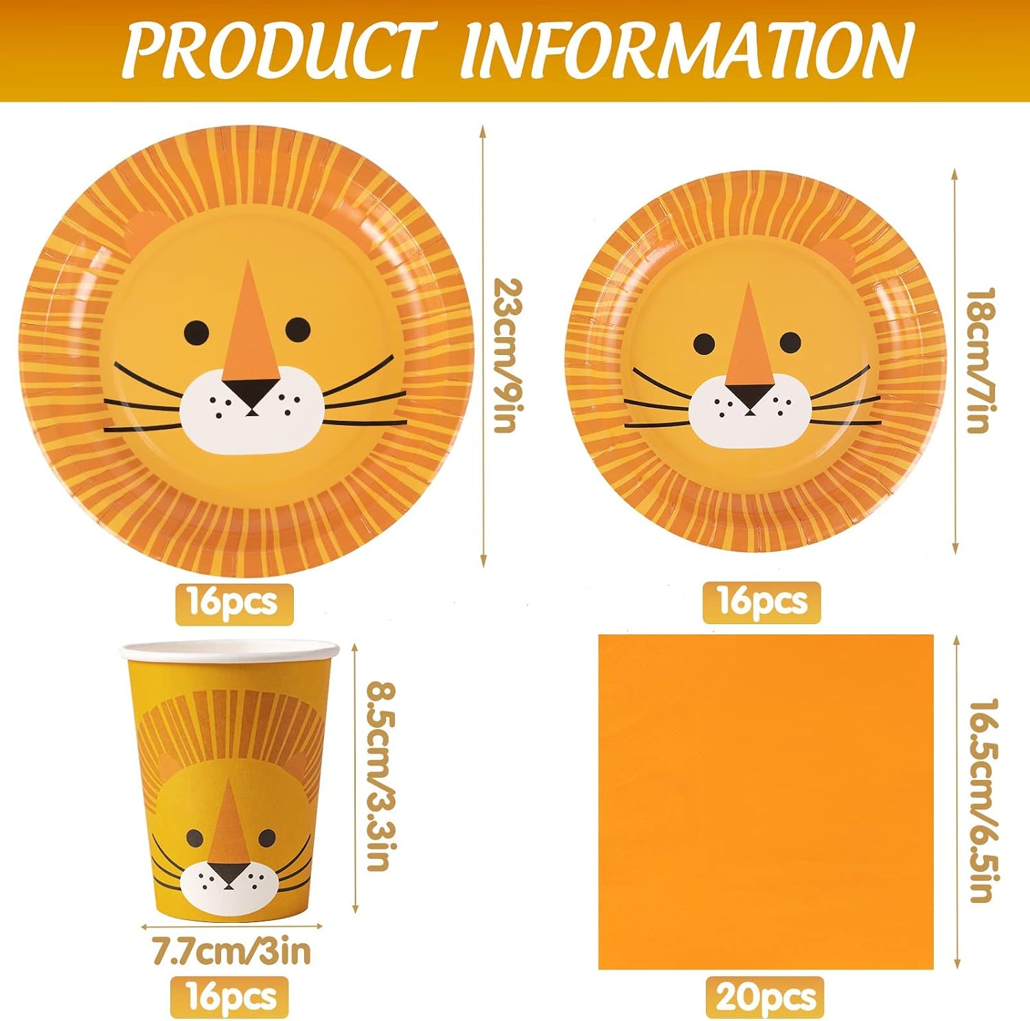 Thumbnail 1 de SUNBEAUTY Safari Geburtstagsdeko: 68-teiliges Lion-Edition Partygeschirr für Kindergeburtstage