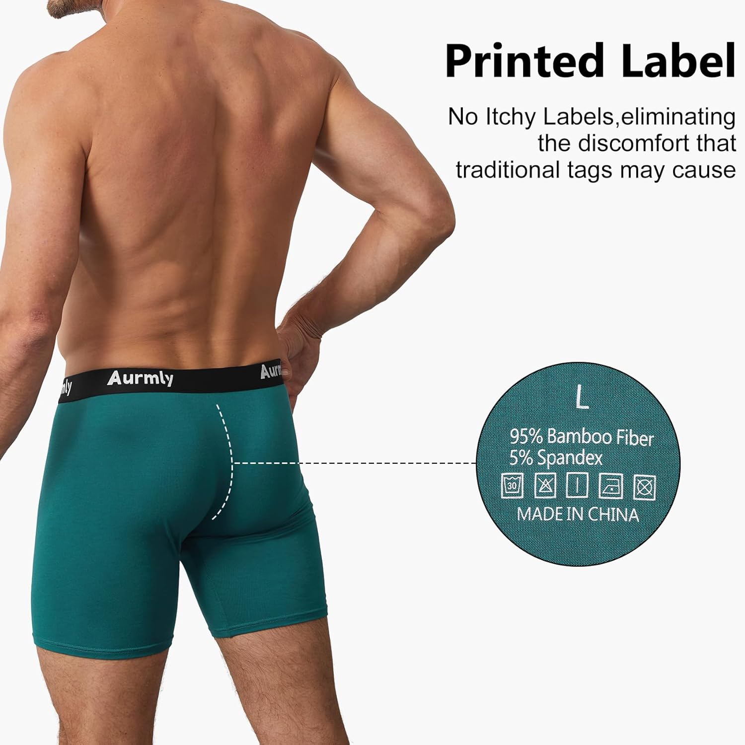 Detalle de Aurmly Bamboo Mens Boxers Shorts – Comfort and Breathability in a 6-Pack