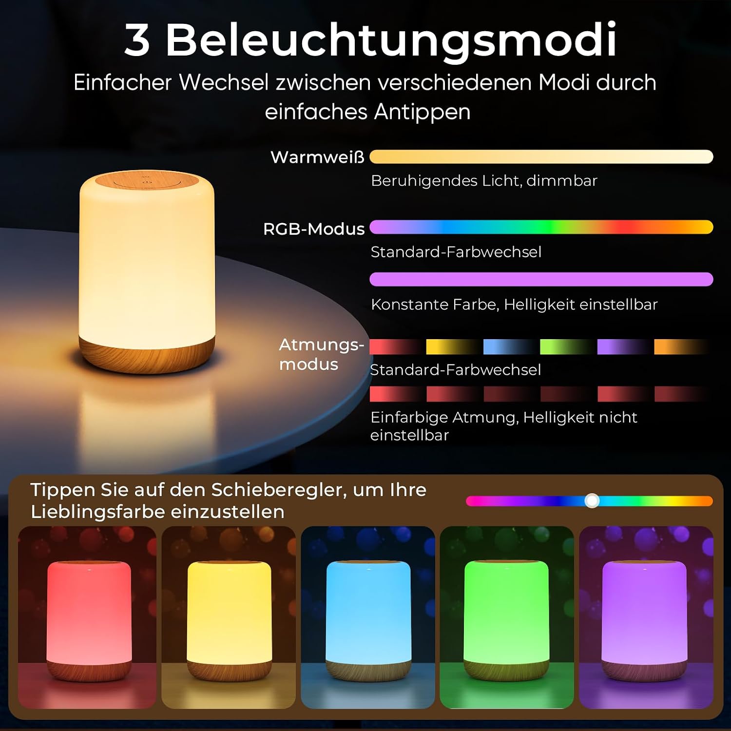 Detalle 2 de VIWAVE Nachttischlampe Touch Dimmbar