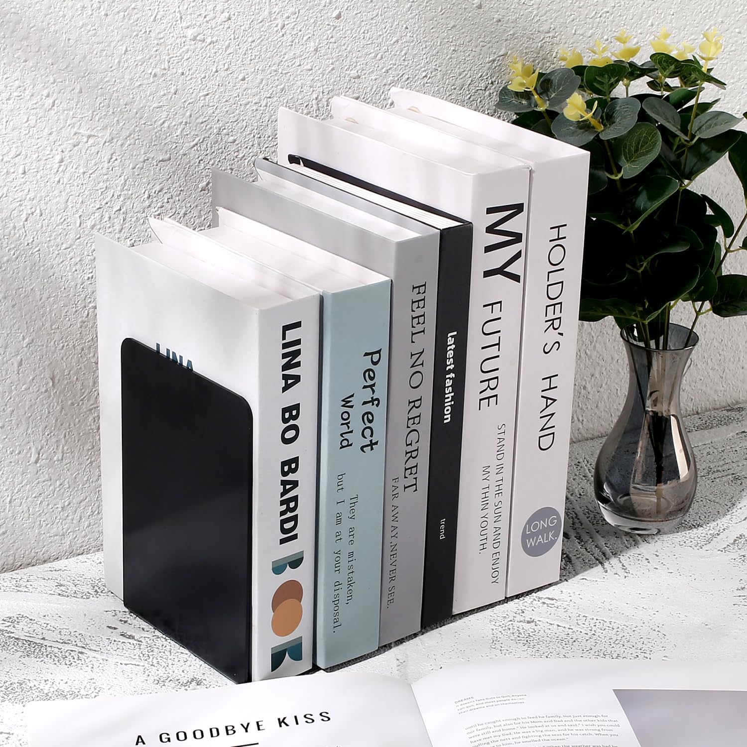 Detalle de 8 Stück Schwarze Buchstützen – extra groß, stabil und schutzfreundlich