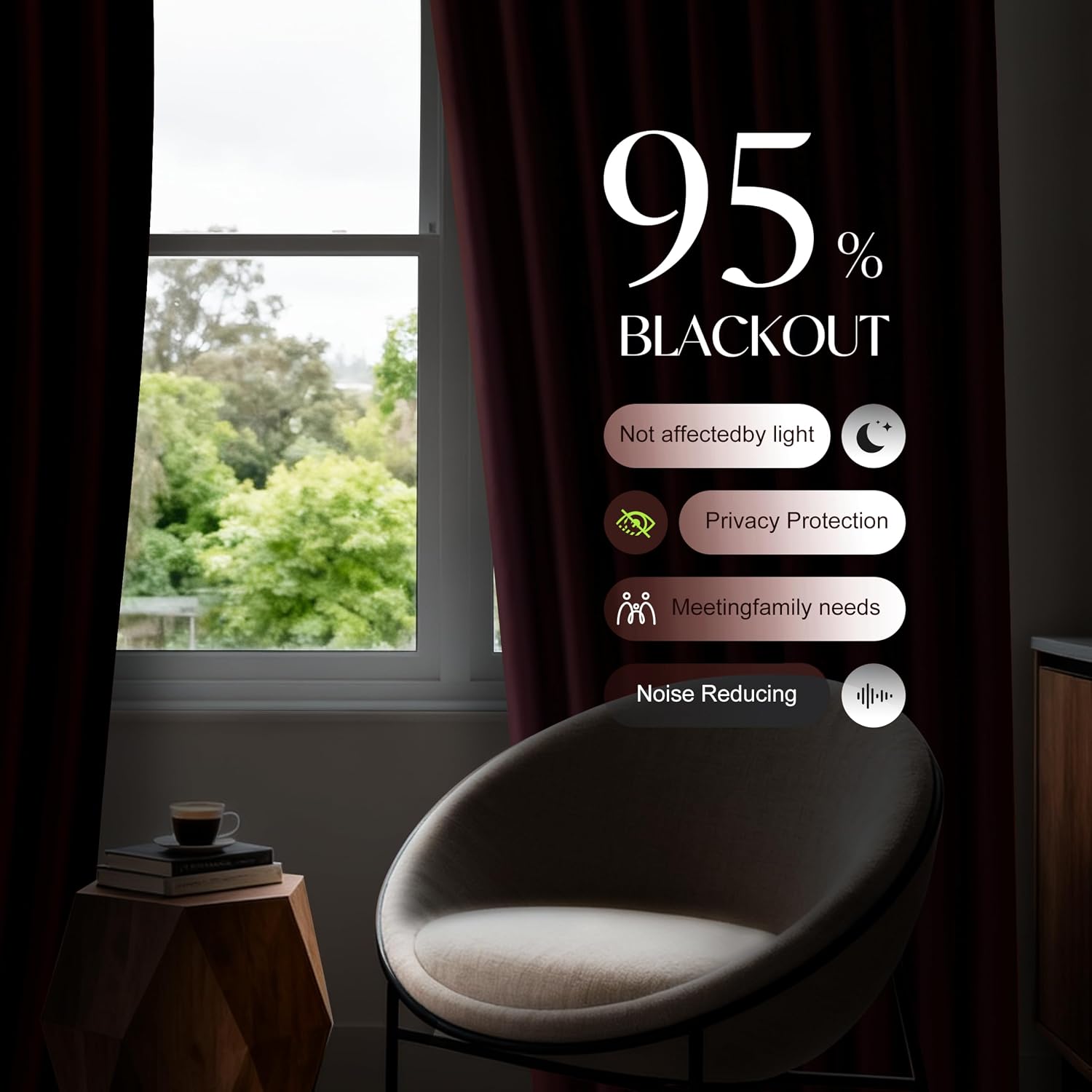 Detalle de Etherealveil Blackout Curtains 40 x 72 Inches