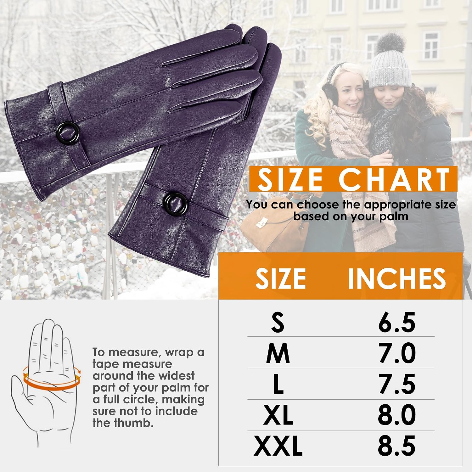 Detalle 2 de Dsane Women's Winter Gloves with Cashmere Lining