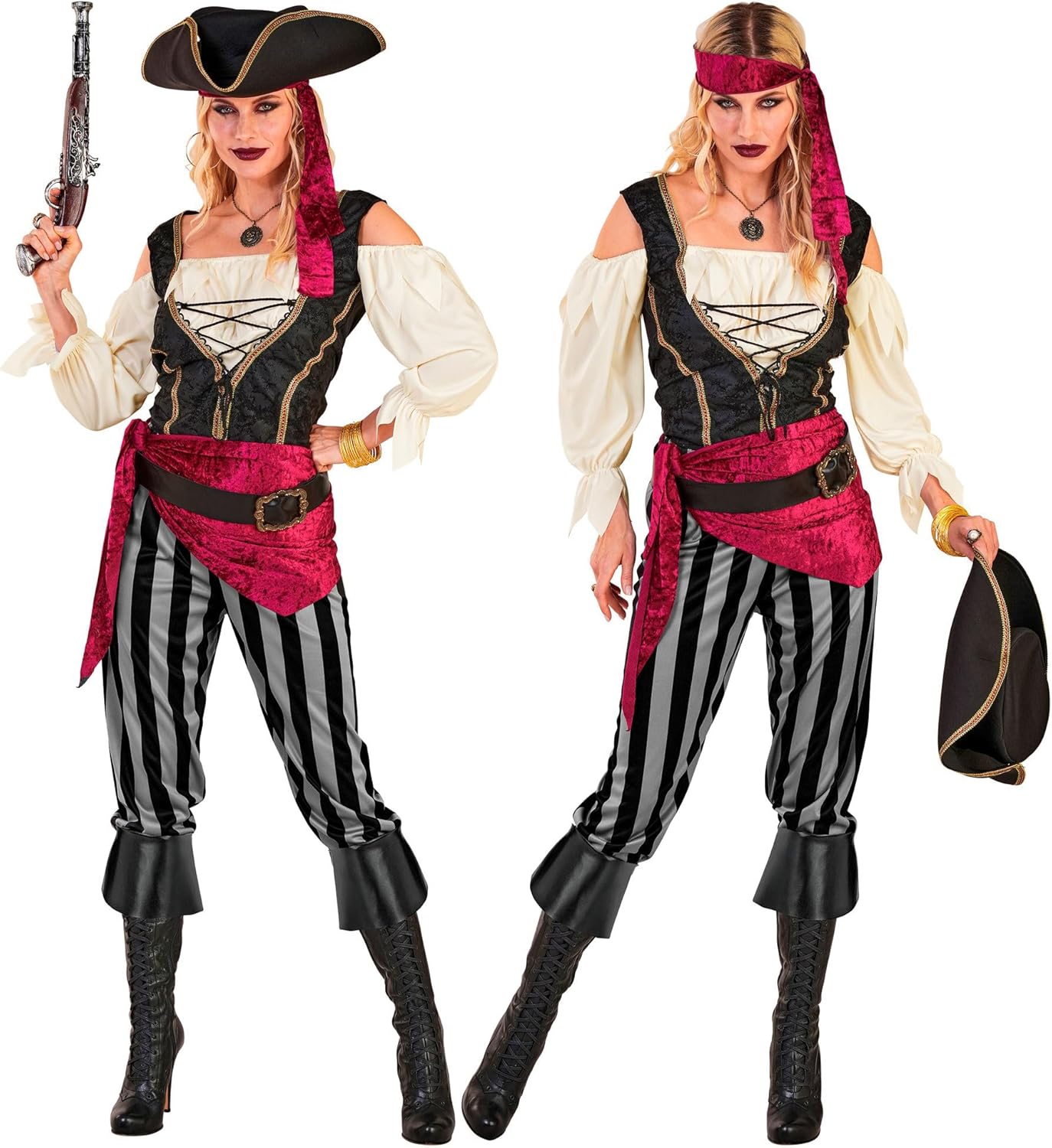 Thumbnail 2 de W WIDMANN MILANO Party Fashion Piratin Kostüm für Damen – 6-teiliges Set mit Accessoires für Halloween & Karneval