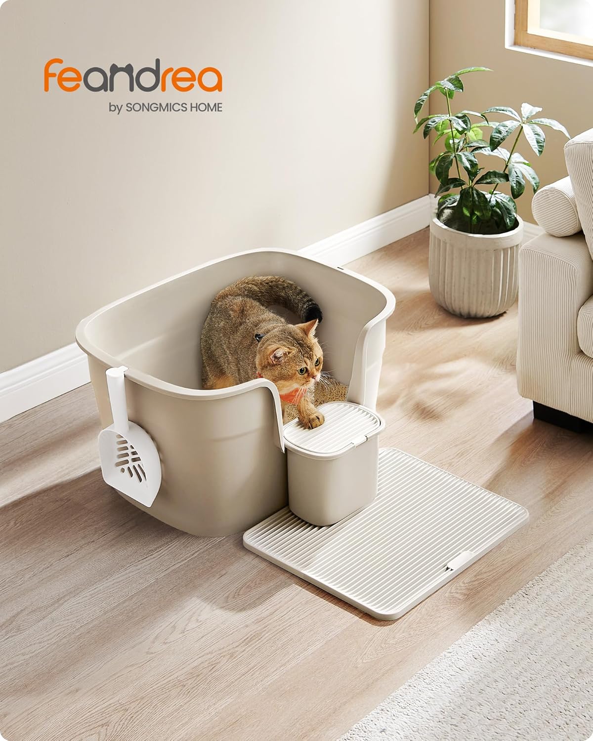 Detalle de Feandrea extragroße Katzenklo mit 4-in-1-Set – perfekt für Mehrkatzenhaushalte