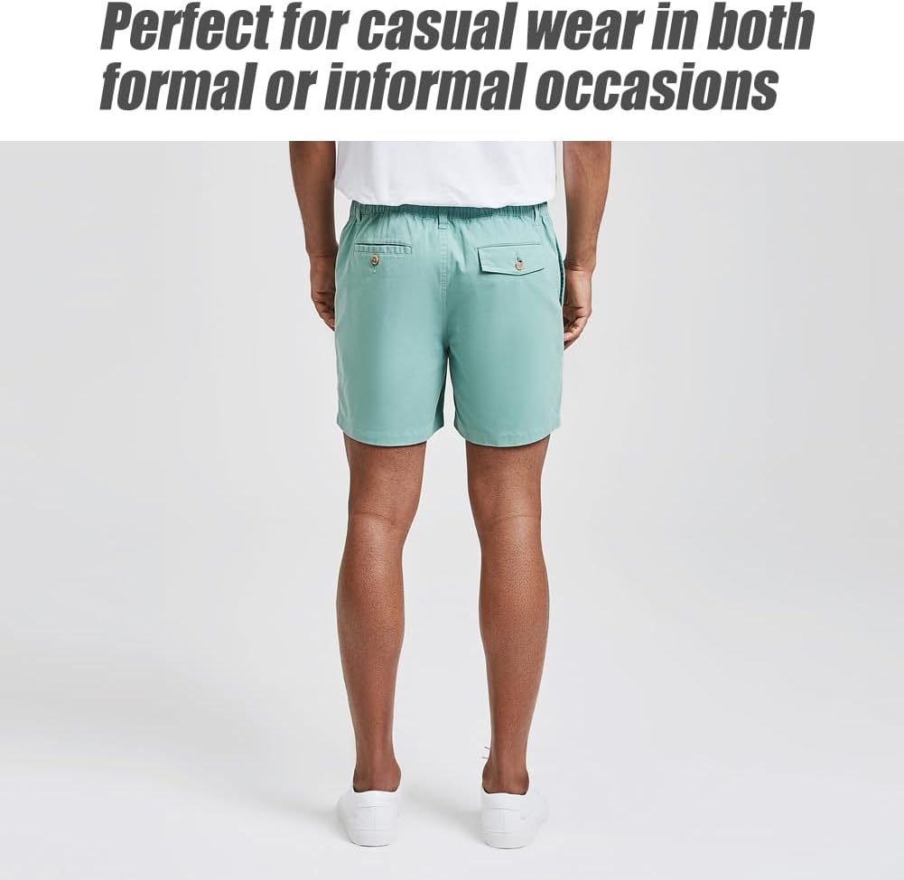 Detalle de maamgic Men's Classic-fit 5.5" Cotton Shorts with Elastic Waistband and Multi-Pocket Design