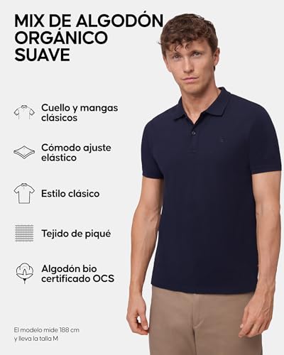 Detalle 2 de DANISH ENDURANCE Polo Hombre Manga Corta en Algodón Orgánico – Azul Marino (1 o 2 Pack) XL