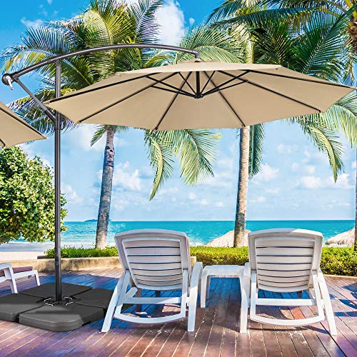 Thumbnail 6 de Yaheetech base para sombrilla desmontable de 4 piezas (rellenable con agua o arena), negro 50×50×7,5 cm