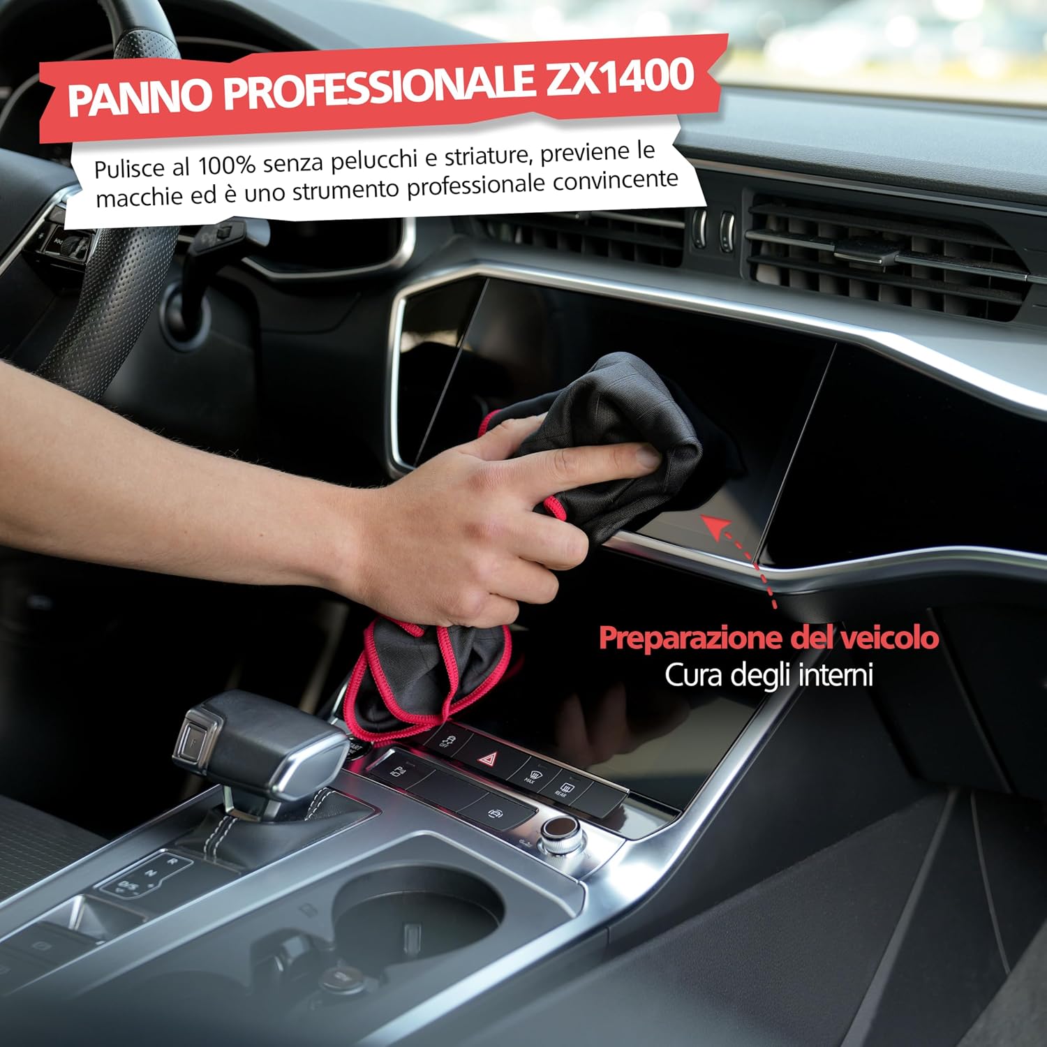 Detalle de SPRINGER ZX1400 - 2 Panni in Carbonio 50 x 40 cm, senza striature né pelucchi per cristalli auto, vetri, display e specchi