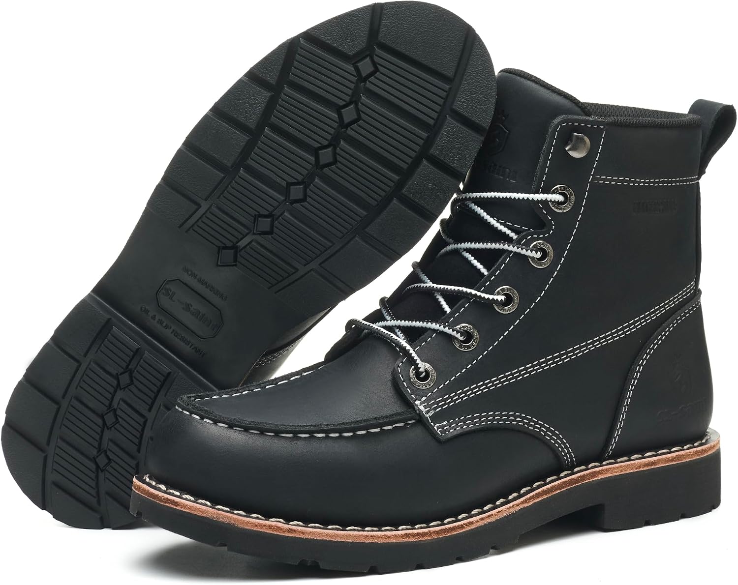 Detalle de SL-Saint Bottes Moc Toe imperméables souples en cuir véritable, cousues type welts, cheville – fait à la main