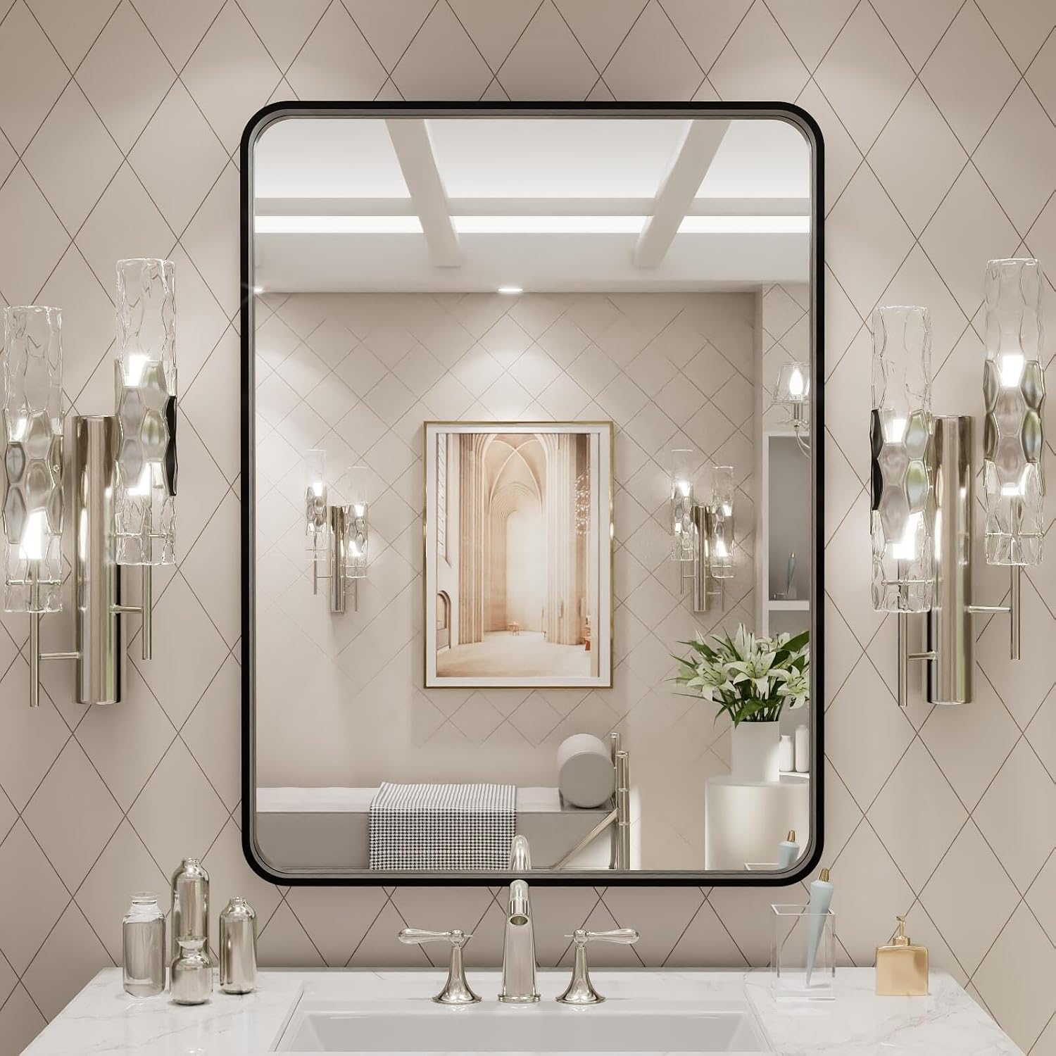 Thumbnail 5 de LOAAO 24x32 Bathroom Mirror Matte Black Frame