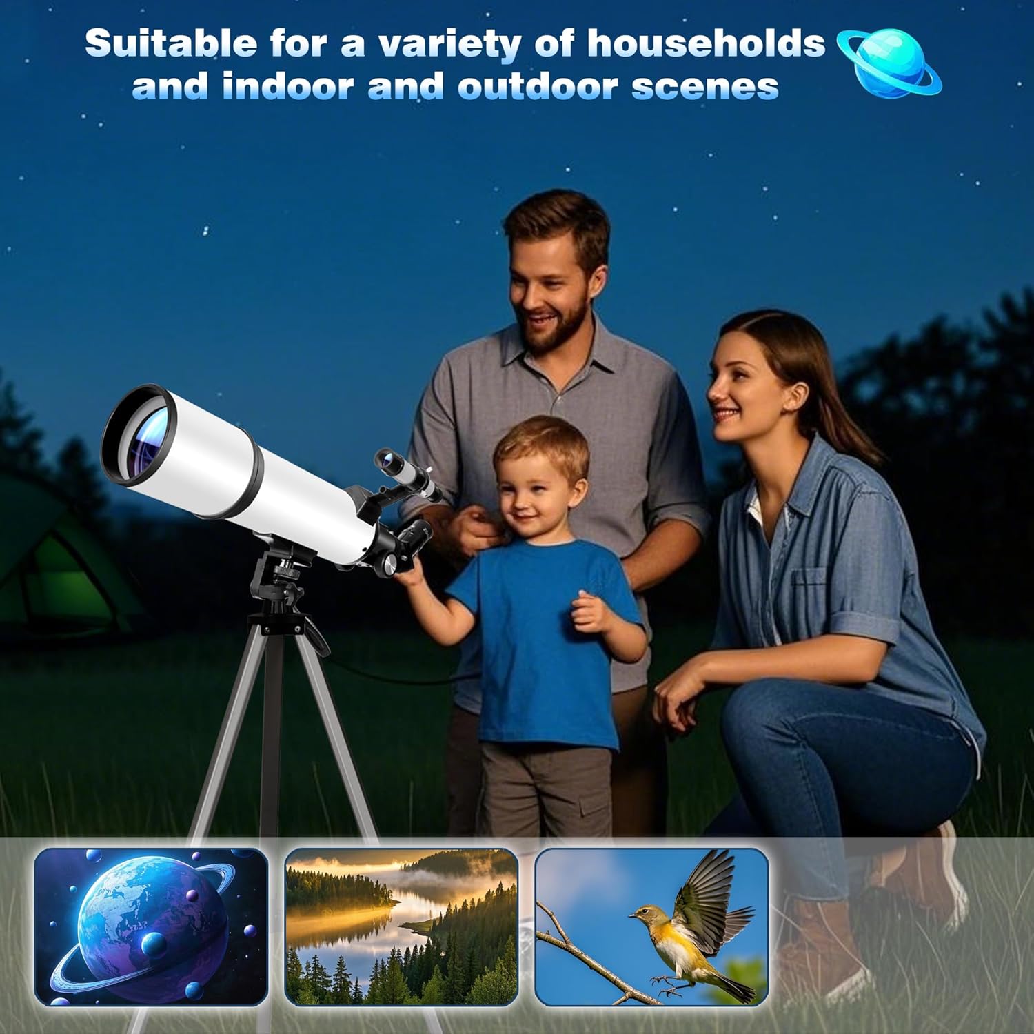 Thumbnail 6 de QQ CAT 70mm aperture refractor telescope with phone adapter (500mm focal length, up to 150x) – tripod & carry bag