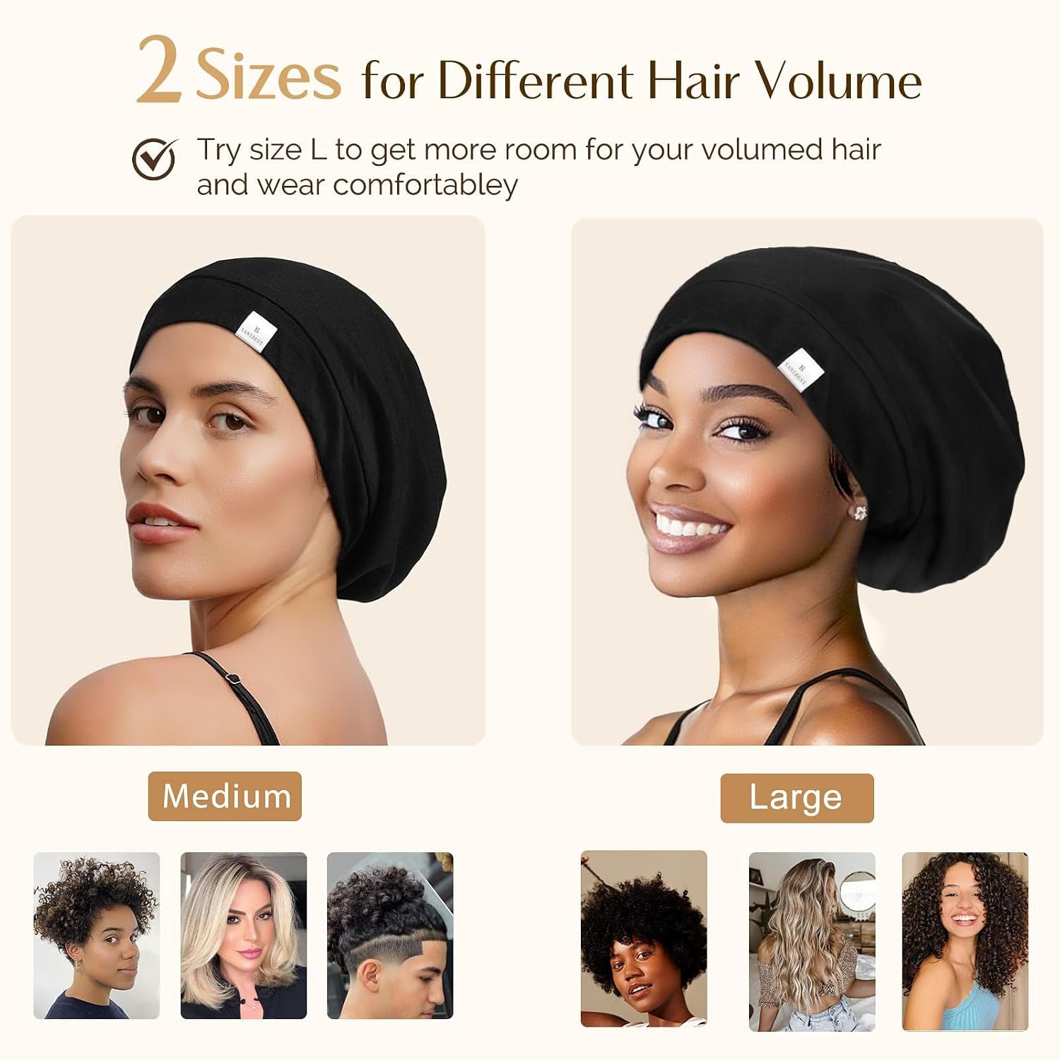 Thumbnail 3 de YANIBEST Silk Satin Bonnet Adjustable Sleep Cap for Curly Hair