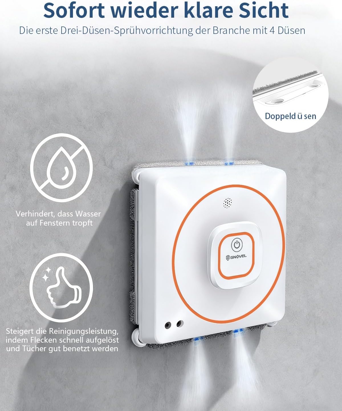 Thumbnail 6 de GNOVEL Fensterreiniger Roboter – 8000Pa Saugleistung, 4 Reinigungsmodi und 15-Stufen-Antifall-System
