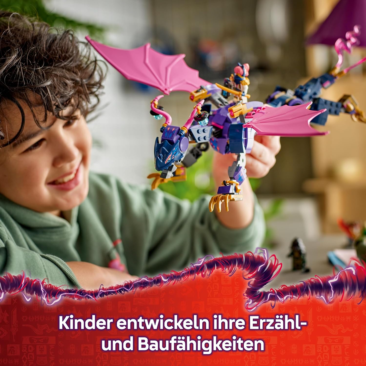 Detalle de LEGO NINJAGO Rontu der Meisterdrache – Beweglicher Drachenfigur mit Shootern, 4 Minifiguren (71842)