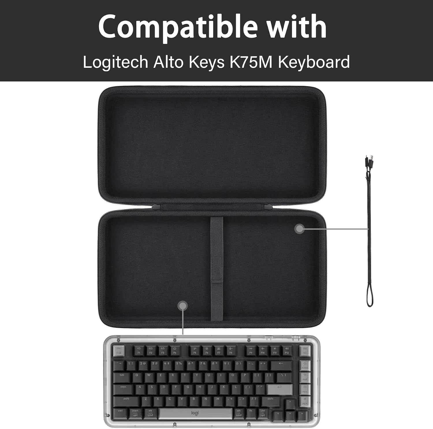 Thumbnail 1 de co2CREA Hard Case for Logitech Alto Keys K75M Keyboard, EVA Shell