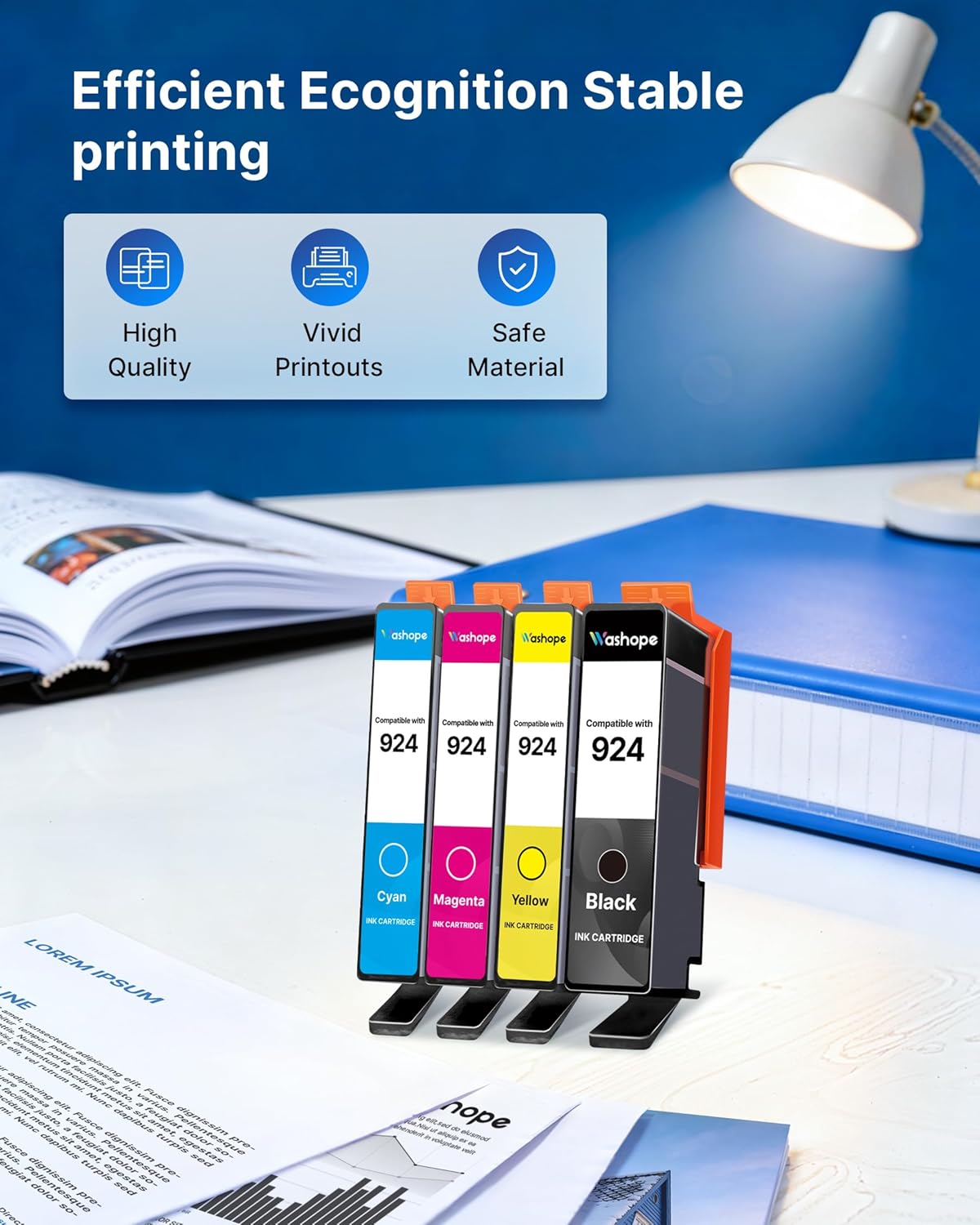 Thumbnail 3 de 924 Ink Cartridges Replacement for HP 924 (Without Chip) — 4 Pack by Washope
