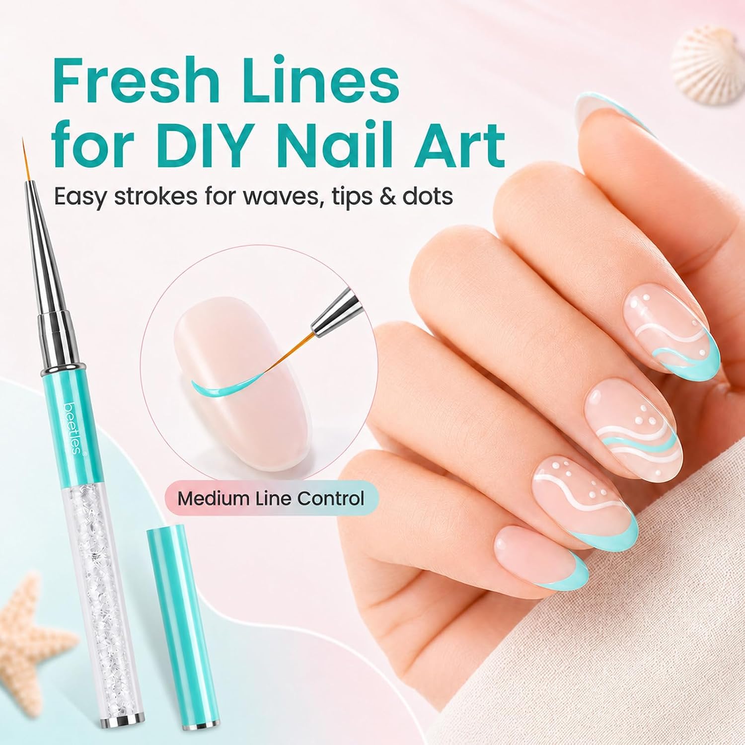 Detalle 2 de Beetles Gel Polish Nail Art Liner Brushes Set (5 Sizes) for Lines, Details & Rhinestone Placement