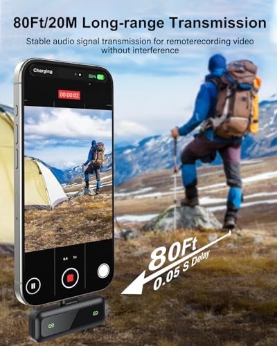 Thumbnail 4 de AUJQMYCA Wireless Lavalier Microphone (2-Pack) for iPhone 15/16 – USB-C Mini Mic with Noise Cancellation and LED Display