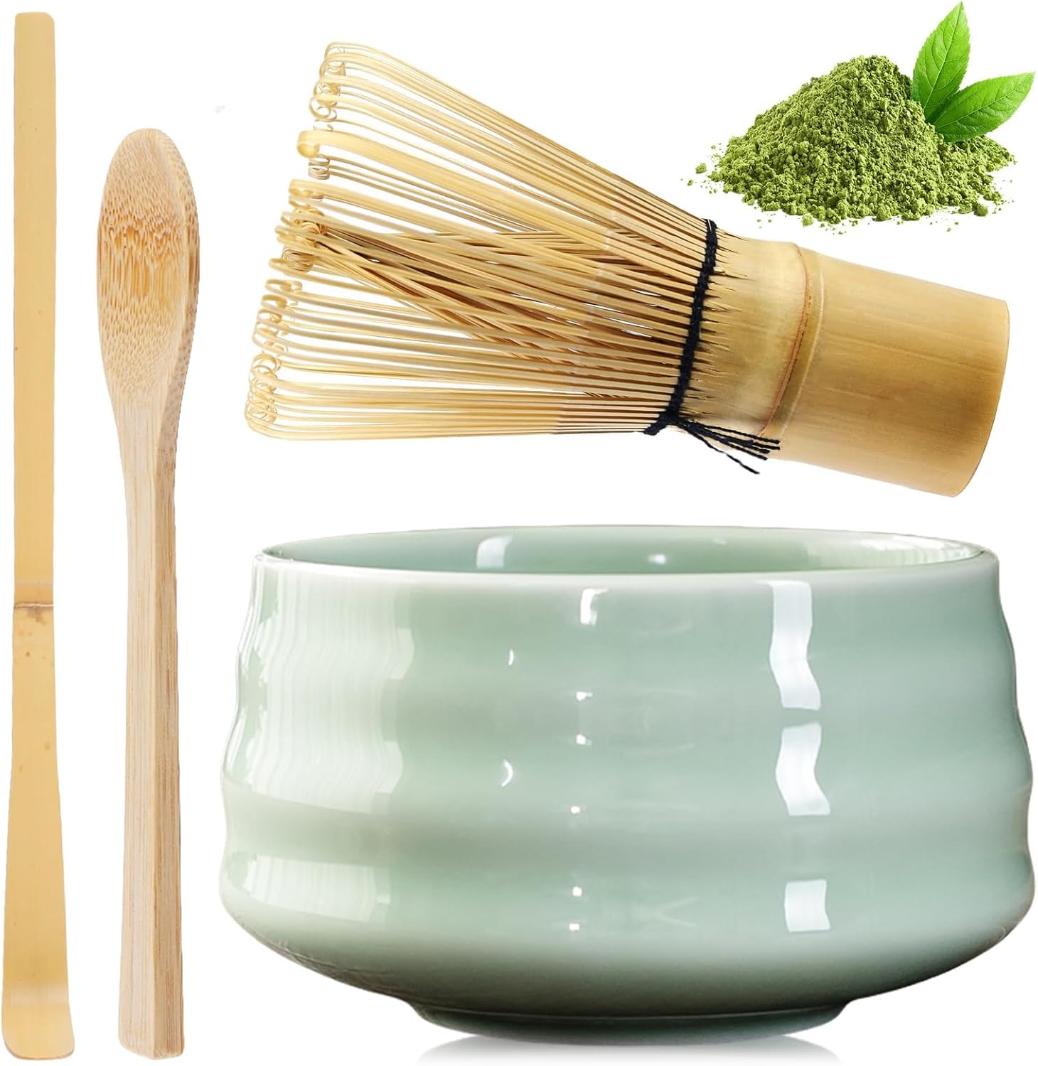 Detalle de HOSPAOP HF-4ST2 matcha-set met bamboe-garde en keramische kom